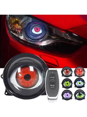 Cabbaroğlu Ticaret Şeytan Gözü LED Far 6 Modlu Renkli Mercekli LED Uzaktan Kumandalı