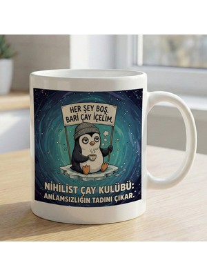 Bk Gift Nihilist Penguen Beyaz Kupa Bardak -10, Ofis ve Hediye Kupası, Arkadaşa Hediye