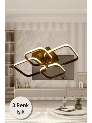 Normadia Modern Siyah 4'lü Kare Model LED Avize, Salon ve Yatak Odası Için