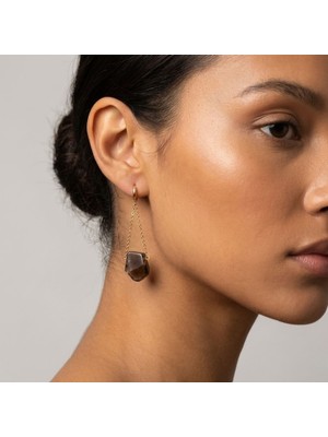 THEIA GemWorks Umbra — Dumanlı Kuvars Küpe