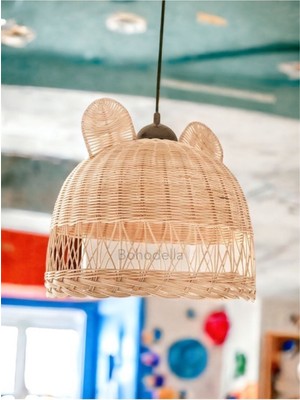 Normadia Çocuk Odası Rattan Bambu Hasır Modern Avize, Şık ve Doğal Aydınlatma