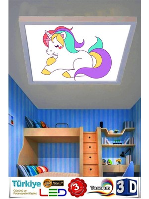 Normadia Unicorn Çocuk Odası Avize Ledli Beyaz Kasa, 60W Modern Tasarım