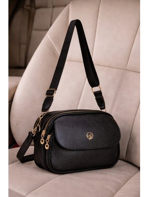 Adelina Bags Kadın Çapraz Askılı Kapaklı Fermuarlı Çok Bölmeli Omuz Çantası