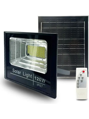 Cata 120 Watt Beyaz Işık 1200 Lümen Kumandalı Solar Projektör LED Projektör Dış Mekana Uygun CT-4648