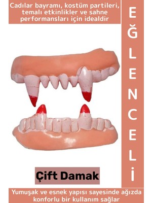 Wintoup Parti Fotoğraf Çekimi Halloween Gerçekçi Korkutucu Görünüm Çift Damak Yumuşak Takma Vampir Dişi