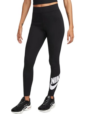 Nike High-Waisted Graphic Womens Tight Pamuklu Kadın Tayt Siyah