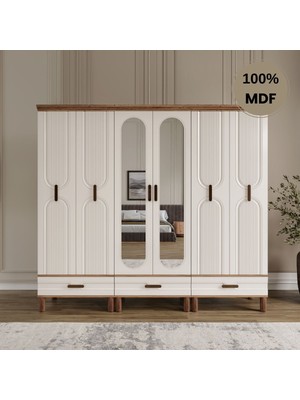 Flances 6 Kapaklı Çekmeceli Mdf Gardırop