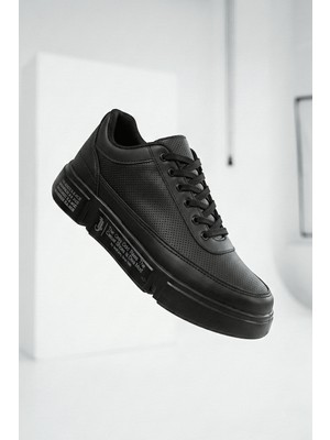 Zerenyus ZR-J-X20 Günlük Rahat Kalın Taban Siyah Erkek Sneaker