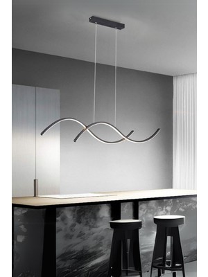 Normadia Modern Siyah ve Beyaz Ledli Çok Amaçlı Salon ve Mutfak Masası Takımı