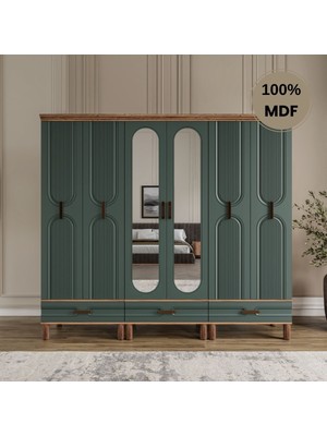 Flances 6 Kapaklı Çekmeceli Mdf Gardırop
