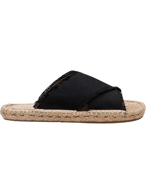 Su14 Kimo Siyah Kadın Espadril Terlik