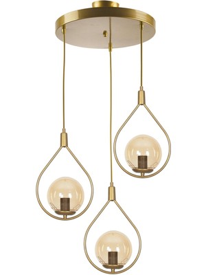Normadia Modern Eskitme Gold Bal Camlı 3'lü Avize, Şık ve Zarif Aydınlatma