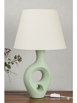 Decory Zenith Modern Abajur | 25 cm Kumaş Şapka | Bioplastik Gövde | E27 Duy | 2 M Kablolu Masa Lambası