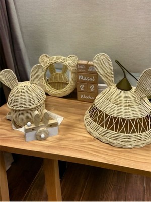 Normadia Rattan Bambu Hasır Çocuk Odası 3'lü Set, Şık ve Doğal Dekorasyon Seçeneği