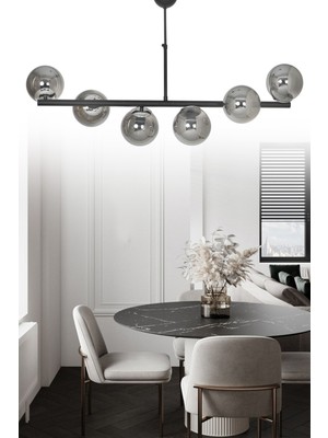 Normadia Şık Siyah 6'lı Modern Lüks Avize Seti, Zarif ve Şık Aydınlatma