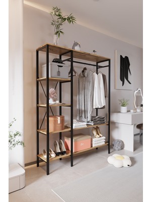 Awox Via Portmanto Modern Metal Gövdeli Raflı Askılı Açık Portmanto