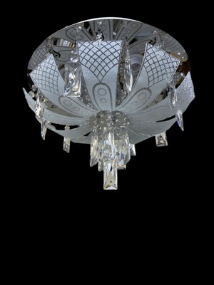 Normadia Şık Paslanmaz Çelik 5 Duylu Krom Renkli Camlı Avize