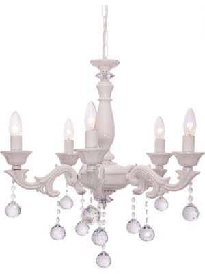 Normadia Şık Beyaz 5'li Avize, Modern ve Elegant Aydınlatma Seti