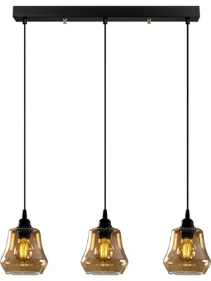 Normadia Modern Füme Camlı Sarkıt Avize, Şık Salon Üstü 3'lü Set