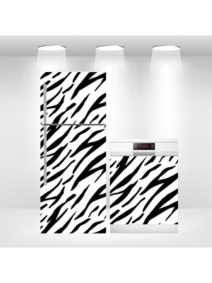 Buzdolabı ve Bulaşık Makinesi Kapak Kendinden Yapışkanlı Folyo Kaplama Zebra Desen İBMB024