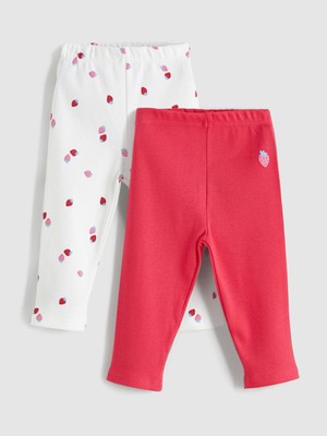 Lc Waikiki Yeni Sezon Çilek Baskılı Kız Çocuk Tayt 2'li