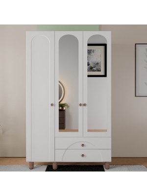 Flances Soprano Ayaklı Tasarım Aynalı 3 Kapak Mdf Gardırop