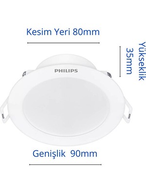 Philips Eridani DL190B 3.5W 80MM Delik Çapı 4000K Gün Işığı 250LÜMEN 4'lü Eko Paket