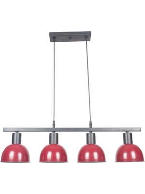 Normadia Şirin Tasarım Metal Renkli 4'lü Avize ve Mutfak Masası Üstü Sıralı Bordo