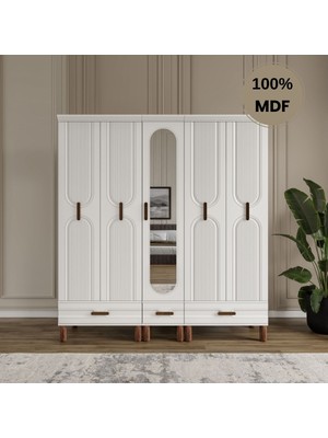 Flances Laçin 5 Kapaklı Çekmeceli Mdf Gardırop
