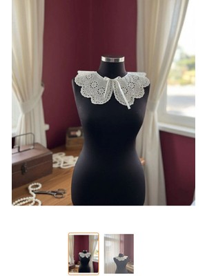 Pamuk Fisto Dantel Yaka (Saten Kurdele Bağlamalı)