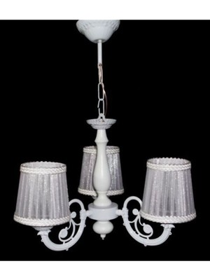 Normadia 3'lü Beyaz Ahşap Gövdeli Döküm Kollu Çocuk Odası Salon Avizesi