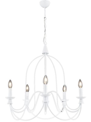 Normadia Şık 5'li Beyaz Kollu Avize, Modern ve Zarif Aydınlatma Seçeneği