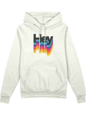 The Lucid Lab Hey Oversize Hoodie - Beyaz