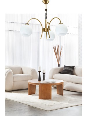 Normadia Modern Camlı Metal Kasa, Oturma ve Yatak Odası Üçlü Avize Seti