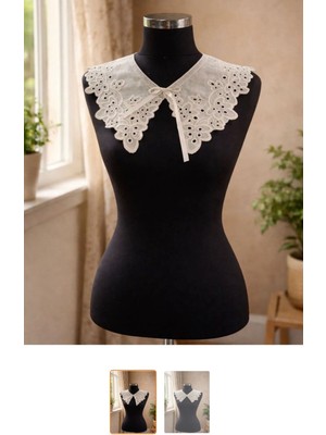 Pamuk Fisto Dantel Yaka (Saten Kurdele Bağlamalı)