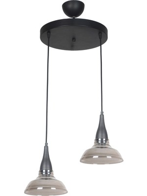 Normadia Füme Camlı 2'li Avize, Zarif ve Modern Tasarım, Yatak Odası ve Mutfak Için