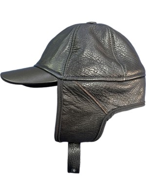 Gerçek Deri Pilot Model Içi Kürklü Unisex Şapka