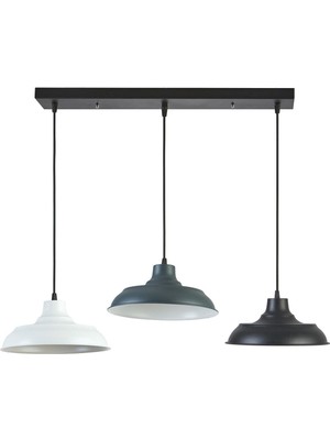 Normadia Modern Metal 3'lü Avize, Beyaz, Antrasit ve Siyah Renk Seçenekleri