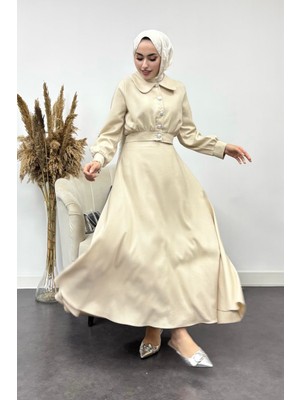 Tesettür Diyarı Nadide Sofya Keten Etekli Takım-Taş