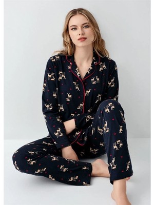 Arnetta Modal Pamuk Uzun Kol Önden Düğmeli Bayan Pijama Takım