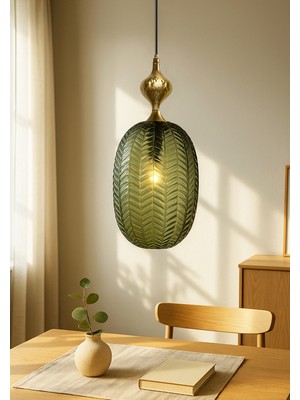 Normadia Soft Yeşil Cam Avize, Şık ve Modern Aydınlatma, Büyük Boy 242041