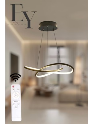 Normadia Modern Siyah Karçiçeği LED Avize, Kumandalı, 3 Renk Seçeneği