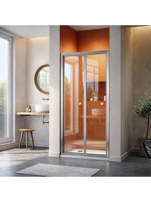 Monaqua Armont Duşakabin Ön Cephe,katlanır, Parlak Eloksal Alüminyum Profil - Şeffaf 4mm Cam