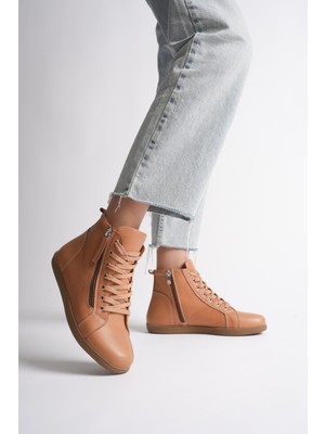 Analin Shoes Kadın Hakiki Deri Günlük Fermuarlı Spor Bot