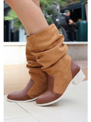 Afrodit AVM Jolin Taba Cilt Süet Detaylı Çizme