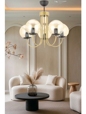 Normadia Şık 5'li Eskitme Bal Camlı Avize Seti