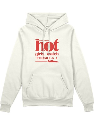 The Lucid Lab Hot Girls Watch Formula 1 Oversize Hoodie - Beyaz
