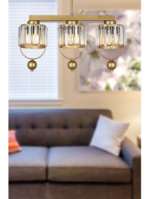 Normadia Şık 3'lü Kristal Eskitme Galon Avize Seti