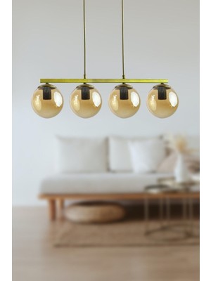 Normadia Eskitme Modern Tasarımlı 4'lü Bal Cam Avize, Salon, Mutfak ve Yatak Odası Için