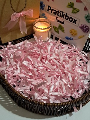 Pratikbox Mini Fiyonk / Saten 0,6cm'lik /6mm / Hediyelik / Süsleme / Pembe Renk / 100 Adet /